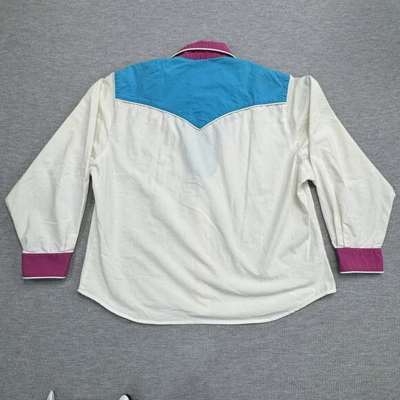 Vintage The San Angelo Collection 80s Western Shirt Mens 48 Multicolor Cotton - Picture 4 of 15